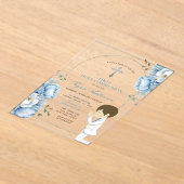 Junge Pracht Erste Heilige Kommunion Dusty Blue Fl Acryleinladungen (Ablage )