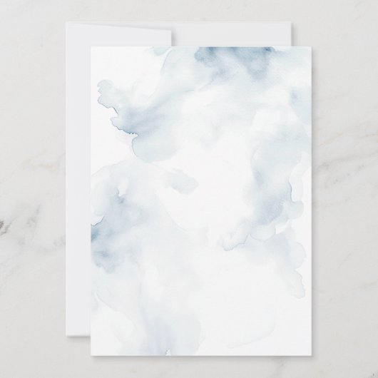 Junge Pracht Erste Heilige Kommunion Dusty Blue Fl Einladung (Rückseite)