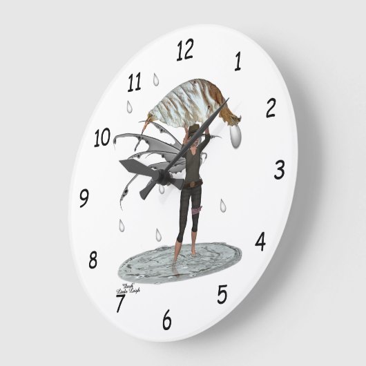 Junge Regen mit leerer Wall-Uhr Große Wanduhr (Winkel)