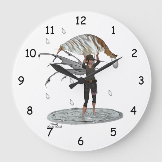 Junge Regen mit leerer Wall-Uhr Große Wanduhr (Vorderseite)