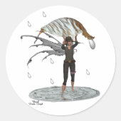 Junge Regenmädchen mit Bleikleber Runder Aufkleber (Vorderseite)