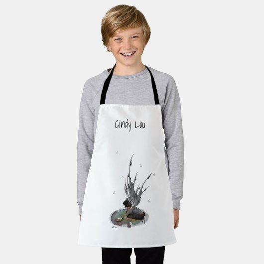 Junge Regenmädchen mit Froschkinder-Schürze Schürze (Getragen)