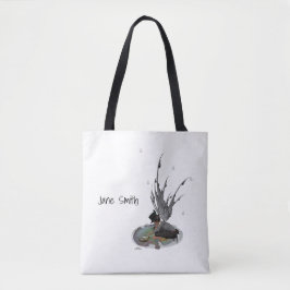 Junge Regenmädchen mit Totenbeutel Tasche