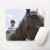 Junge reiten ein Pferd Mousepad (Mit Mouse)