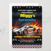 Junge Rennen Auto Hot Wheels Einladungen Geburtsta (Vorne/Hinten)