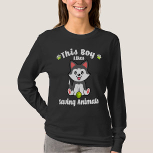 Junge Rette gerne Katzen und Hunde Tiere T-Shirt