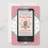 Junge rosa Floral Text Nachricht Geburtstag Einladung (Vorderseite)