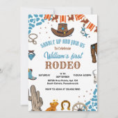 Junge Rounded First Rodeo 1. Party Geburtstag Einladung (Vorderseite)