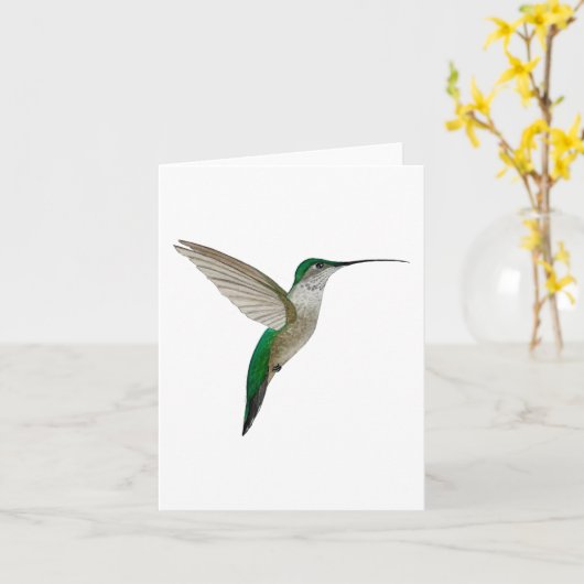 Junge Ruby-throated Hummingbird Karte (Gelbe Blume)