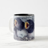 junge Scheunenschwalben Zweifarbige Tasse (Vorderseite Links)