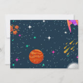 Junge Schiff Weltraum Planet Geburtstagsparty Einladung (Rückseite)