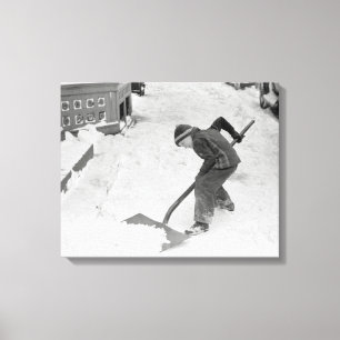 Junge schippt Schnee, 1940 Leinwanddruck