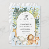 Junge schlürfen und sehen Safari-Babydusche Einladung (Vorne/Hinten)