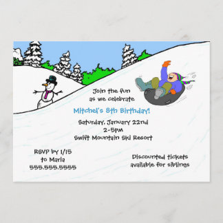 JUNGE Schneeschlauchwintergeburtstags-Party laden Einladung