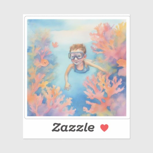 Junge Schnorchler genießen das Riff Aufkleber (Blatt)