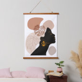 Junge schöne afrikanische Amerikanerin Wandteppich Mit Holzrahmen (Schlafzimmer)