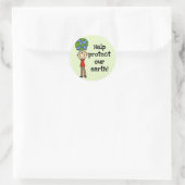 Junge schützen unsere T - Shirt und Geschenke auf Runder Aufkleber (Tasche)