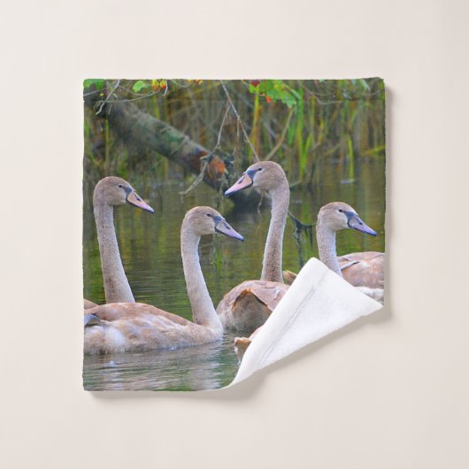 Junge Schwäne Badhandtuch Set (Waschlappen)