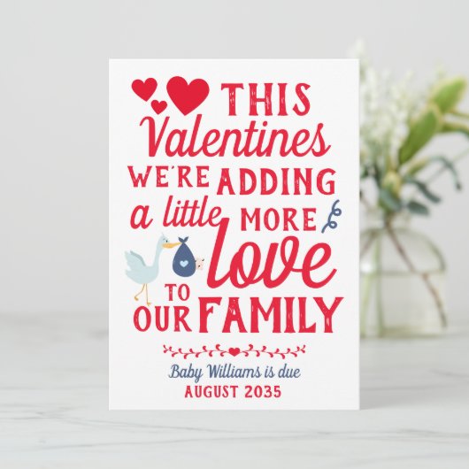 Junge Schwangerschaft Ankündigung Valentinstag Kar (Stehend Vorderseite)