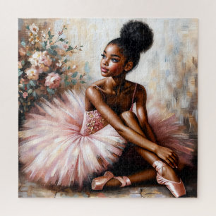 Junge schwarze Ballerina in rosa Tutu und Spitzens Puzzle