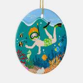 Junge Schwimmer Geburtstagsgeschenk Keramikornament (Rechts)