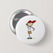 Junge schwingt seinen Golfschläger Knopf Button (Vorne & Hinten)