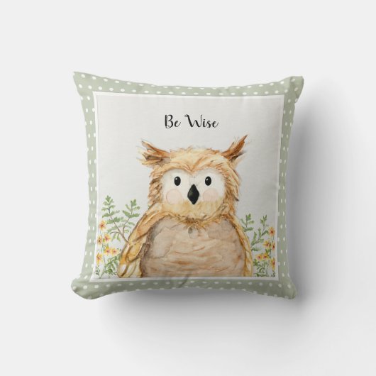 Junge sein weiser Owl Wasserfarbenwald Tier Kissen (Vorderseite)