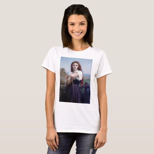 Junge Shepherdess, Bouguereau T-Shirt (Vorne ganz)