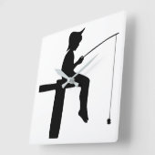 Junge Silhouette Quadratische Wanduhr (Winkel)