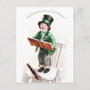 Junge singt irisches Lied Vintage St. Patrick's Da Postkarte