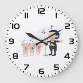 Junge singt mit Drei-Schweine-Chor Große Wanduhr (Vorderseite)
