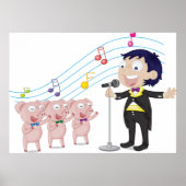 Junge singt mit Drei-Schweine-Chor Poster (Vorne)