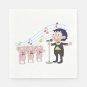 Junge singt mit Drei-Schweine-Chor Serviette (Vorderseite)