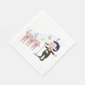 Junge singt mit Drei-Schweine-Chor Serviette (Ecke)