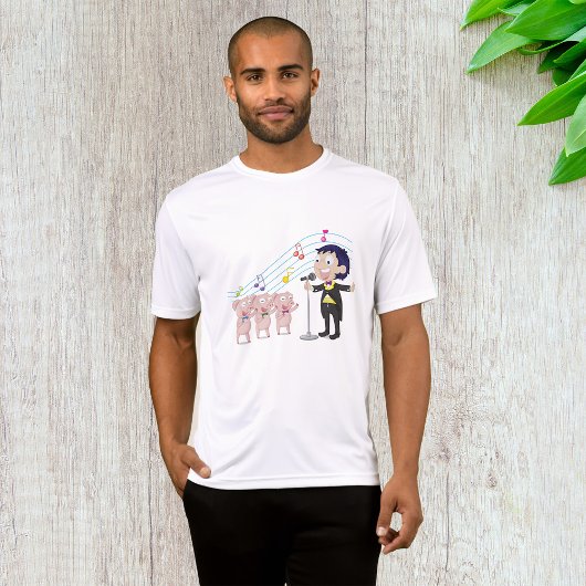 Junge singt mit Drei-Schweine-Chor T-Shirt