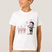 Junge singt mit Drei-Schweine-Chor T-Shirt (Vorderseite)