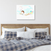 Junge sitzt im Papierboot Leinwanddruck (Insitu (Schlafzimmer))