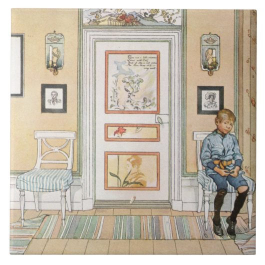Junge sitzt in der Ecke (von Carl Larsson) Fliese (Vorderseite)