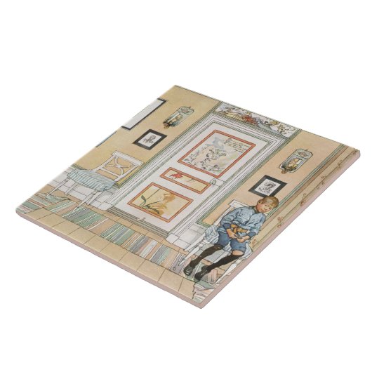 Junge sitzt in der Ecke (von Carl Larsson) Fliese (Seite)