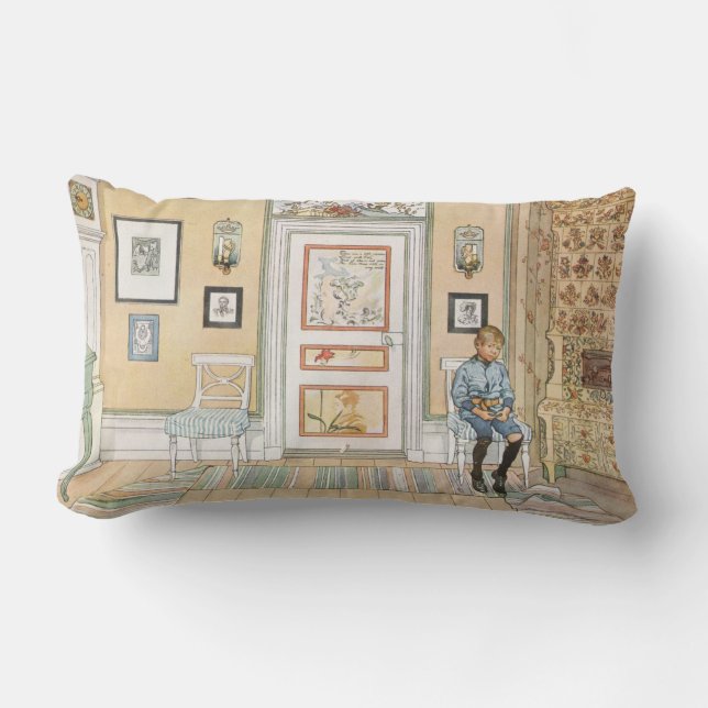 Junge sitzt in der Ecke (von Carl Larsson) Lendenkissen (Vorderseite)