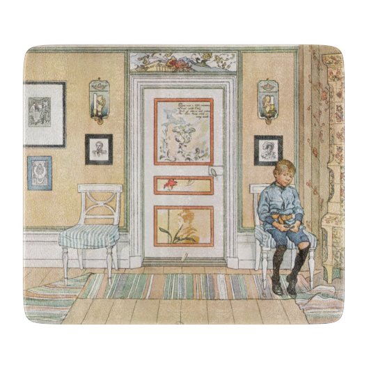 Junge sitzt in der Ecke (von Carl Larsson) Schneidebrett (Vorderseite)