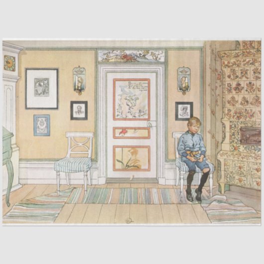 Junge sitzt in der Ecke (von Carl Larsson) Seidenpapier (Vorderseite)