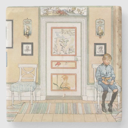 Junge sitzt in der Ecke (von Carl Larsson) Steinuntersetzer (Vorderseite)