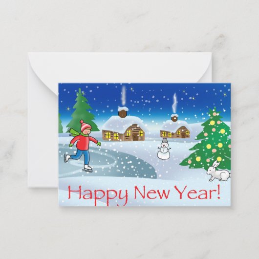Junge Skaten an Silvester. Frohe Weihnachten Mitteilungskarte (Vorderseite)