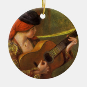 Junge spanische Frau mit einer Gitarre von Pierre Keramik Ornament