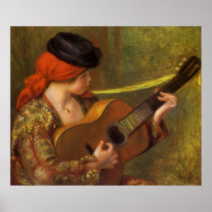 Junge spanische Frau mit einer Gitarre von Pierre Poster