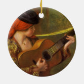 Junge Spanische Frau mit Gitarre von Pierre Renoir Keramik Ornament (Hinten)