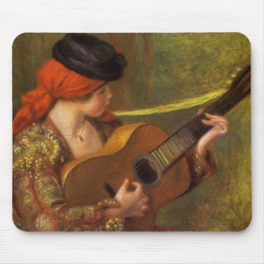 Junge Spanische Frau mit Gitarre von Pierre Renoir Mousepad (Vorne)