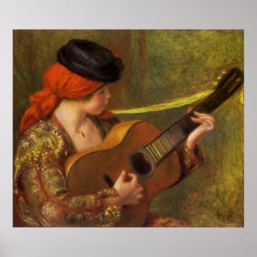 Junge Spanische Frau mit Gitarre von Pierre Renoir Poster (Vorne)