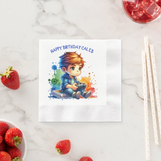 Junge Spiele Personalisiert Geburtstag Serviette (Beispiel)